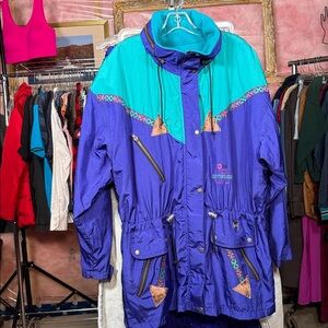 Vintage 90s Hiverna Canada Colorblock Ski Jacket Purple Teal - Women's Size 16
